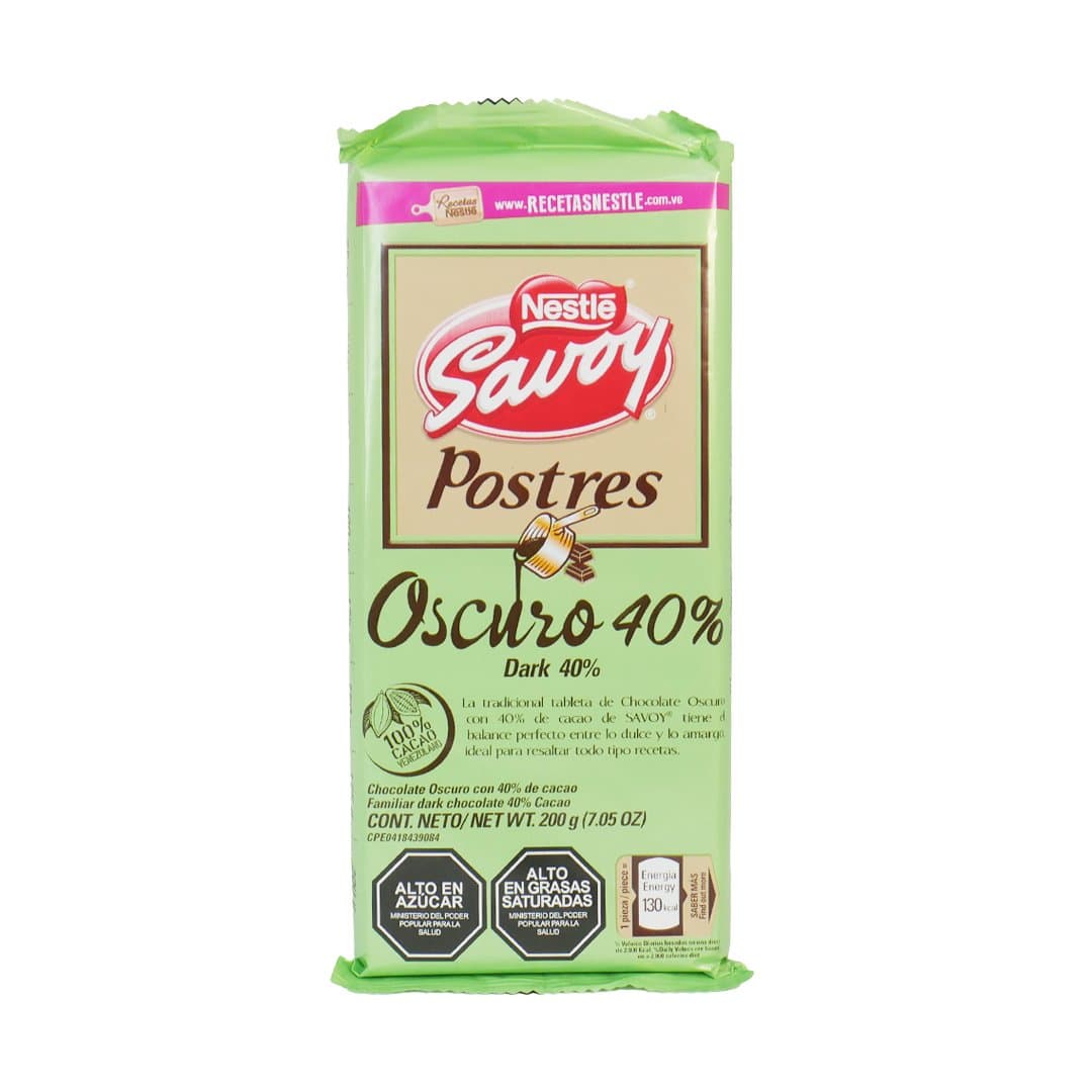 CHOCOLATE POSTRES 55 OSCURO SAVOY 200GR foto