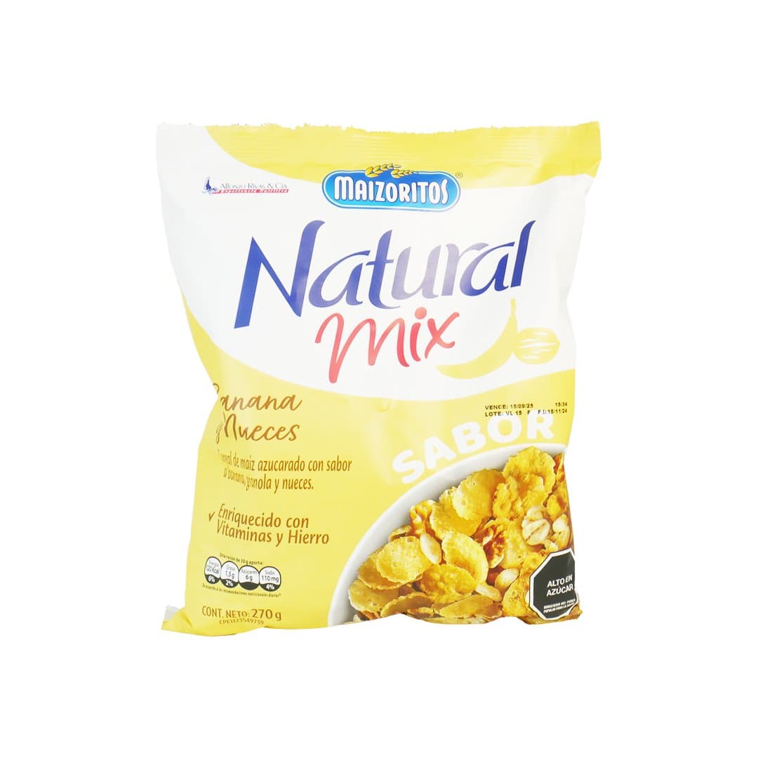 CEREAL NATURAL MIX BANANA Y NUECES MAIZORITOS 270GR foto