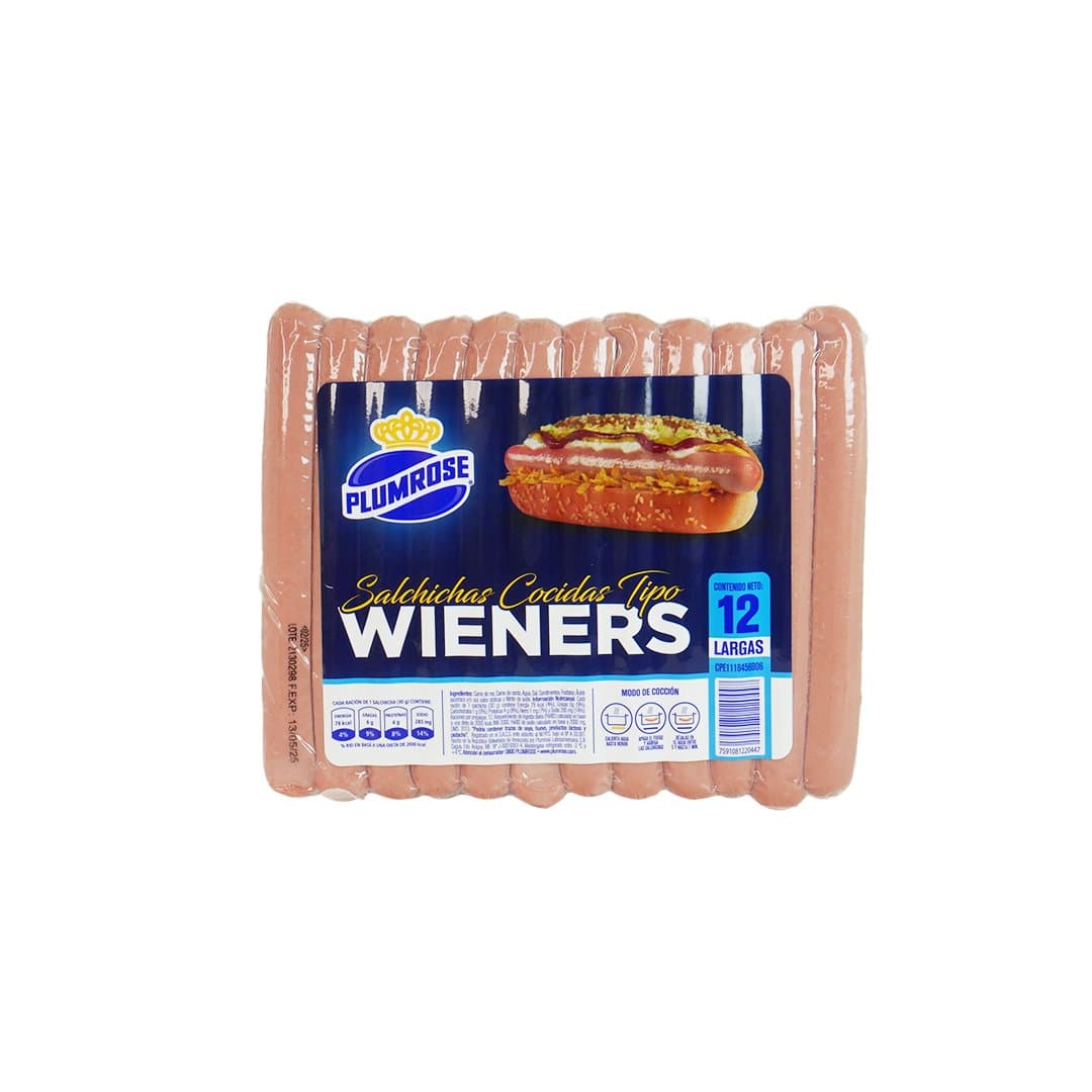 SALCHICHAS WIENER LARGA PLUMROSE 12UND foto
