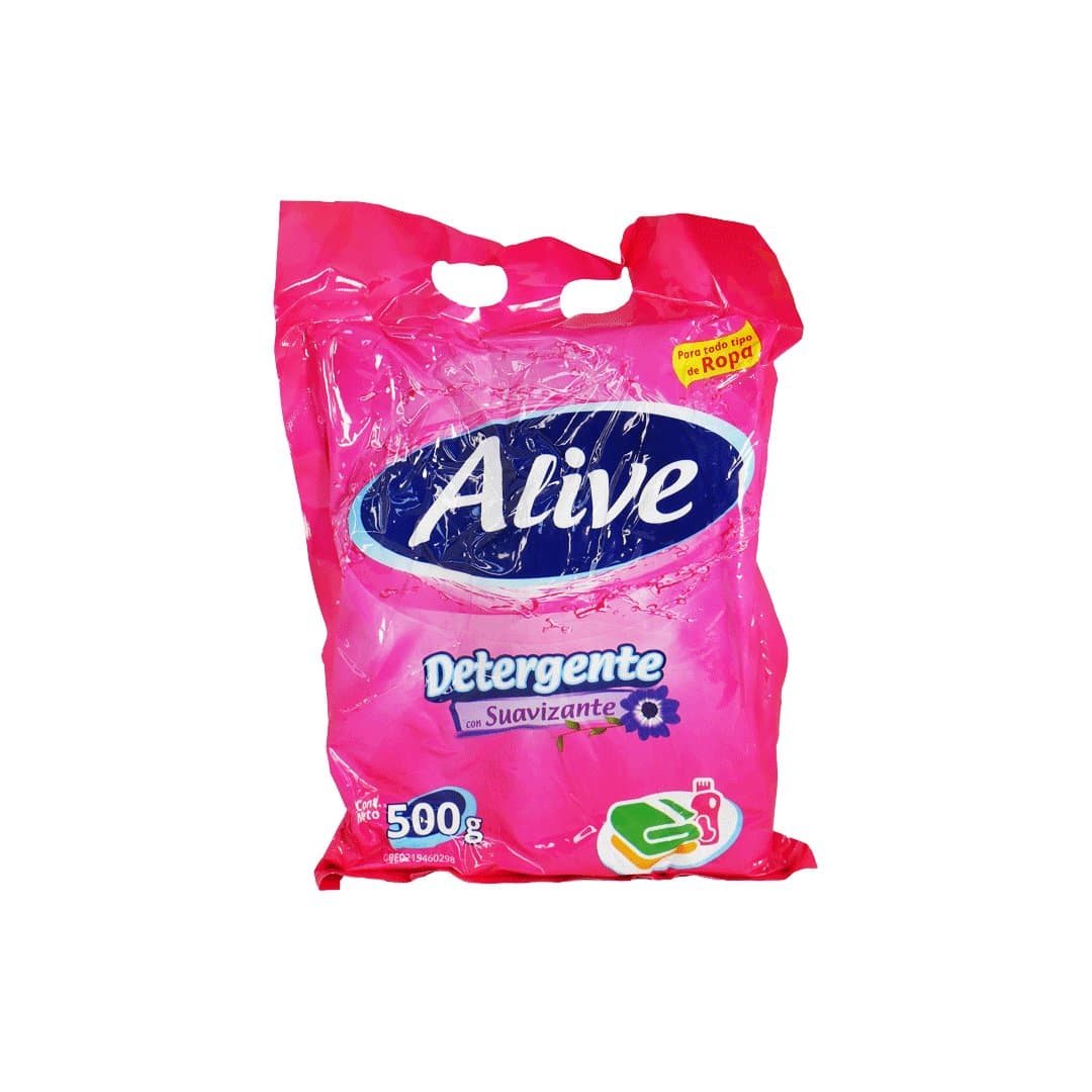 DETERGENTE ROSADO CON SUAVIZANTE ALIVE 500GR foto