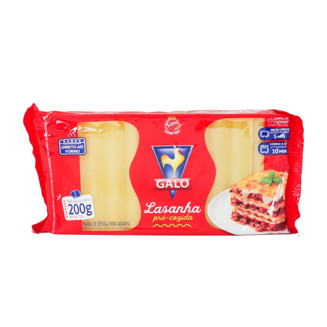 PASTA PARA LASAGNA GALO 200GR foto